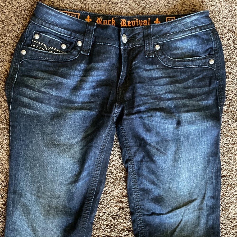 Preowned Women’s Rock Revival Darcy Straight dark denim jeans size 30